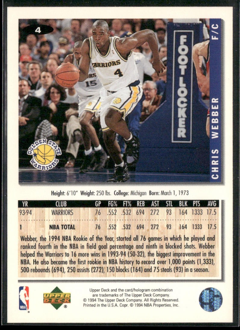 Chris Webber Player Lot Bundle 10 Basketball Cards CW001 Warriors 1 RC back