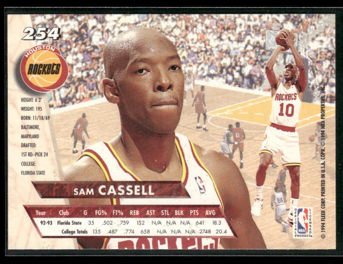Sam Cassell Player Lot Bundle 10 Basketball Cards SC003 Rockets Nets 2 RC back