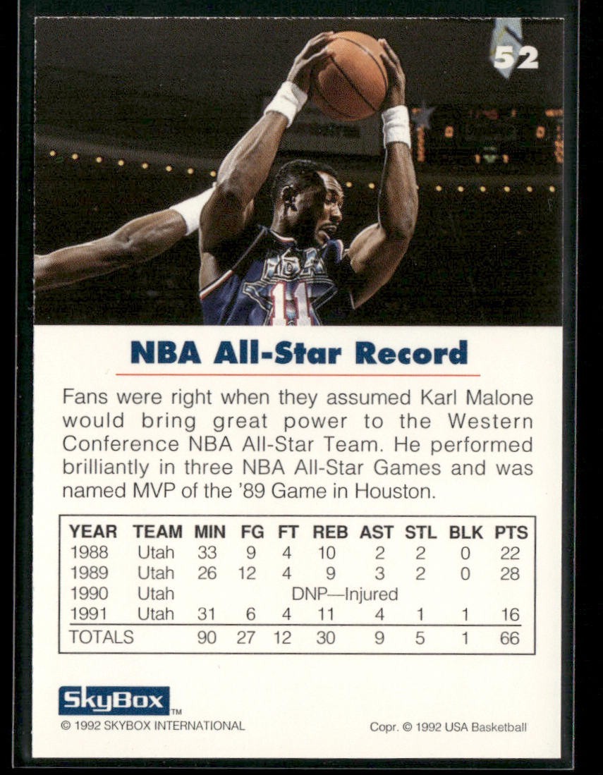 Karl Malone Player Lot Bundle 10 Basketball Cards KM004 Utah Jazz back