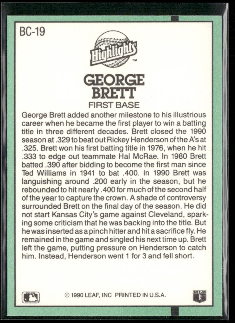 George Brett Player Lot Bundle 10 Different Baseball Cards GB001 Royals back