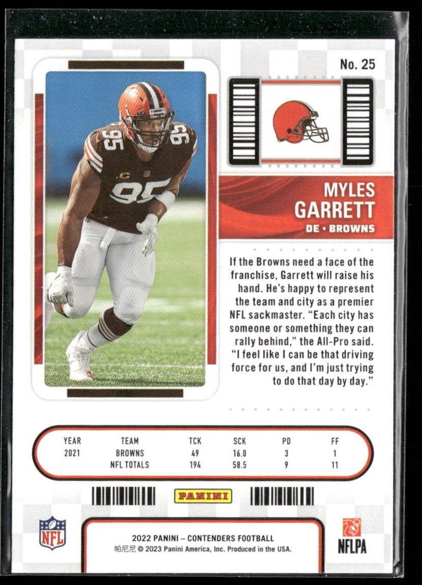 Myles Garrett Player Lot Bundle 10 Different Football Cards MG001 Browns back
