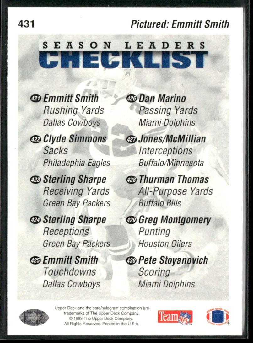 Emmitt Smith Player Lot Bundle 10 Different Football Cards ES001 Cowboys 1 RC back