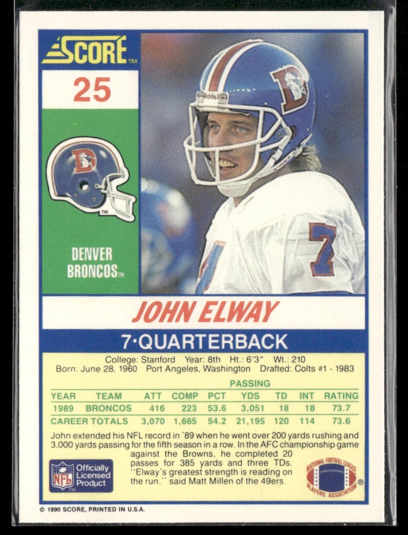 John Elway Player Lot Bundle 10 Different Football Cards JE006 Broncos back