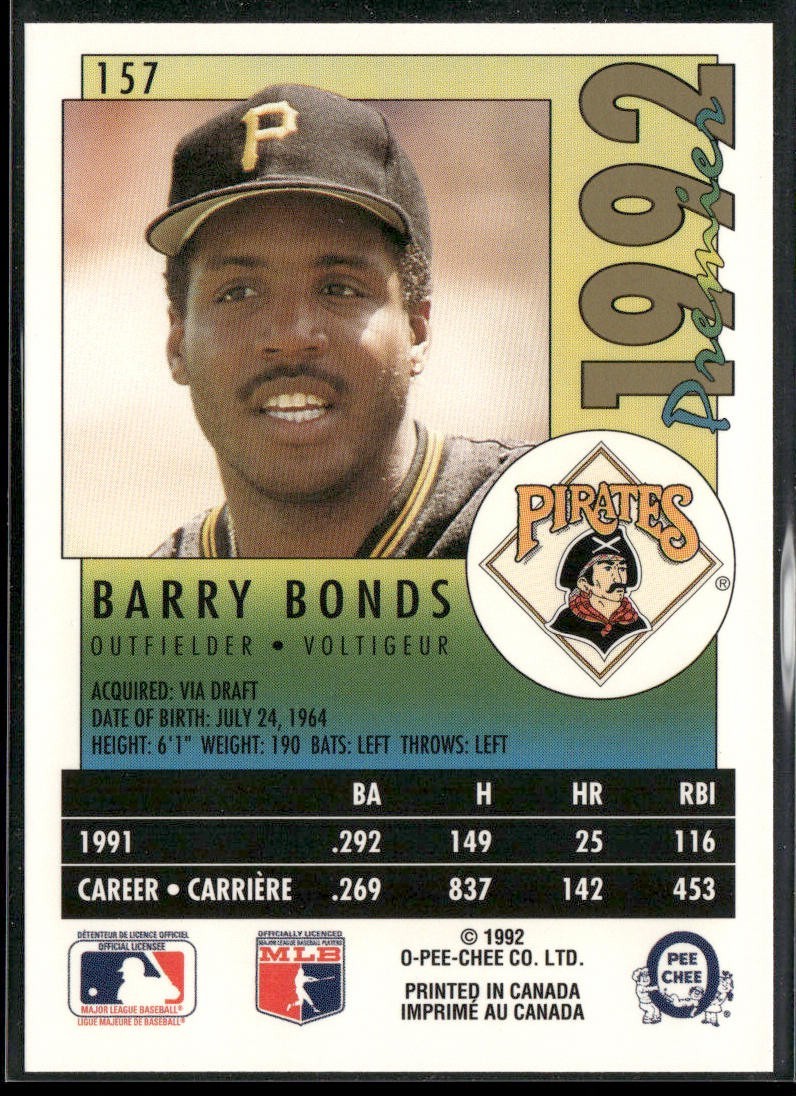 Barry Bonds Player Lot Bundle 10 Different Baseball Cards BB004 Giants Pirates back