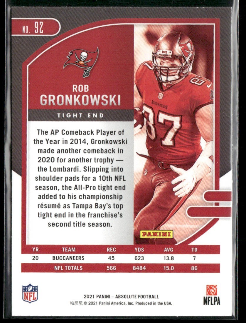 Rob Gronkowski Player Lot Bundle 10 Different Football Cards RG002 back