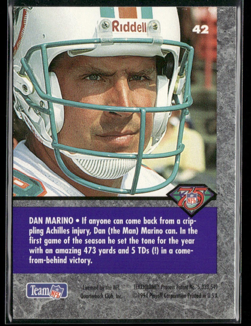 Dan Marino Player Lot Bundle 10 Different Football Cards DM007 Dolphins back