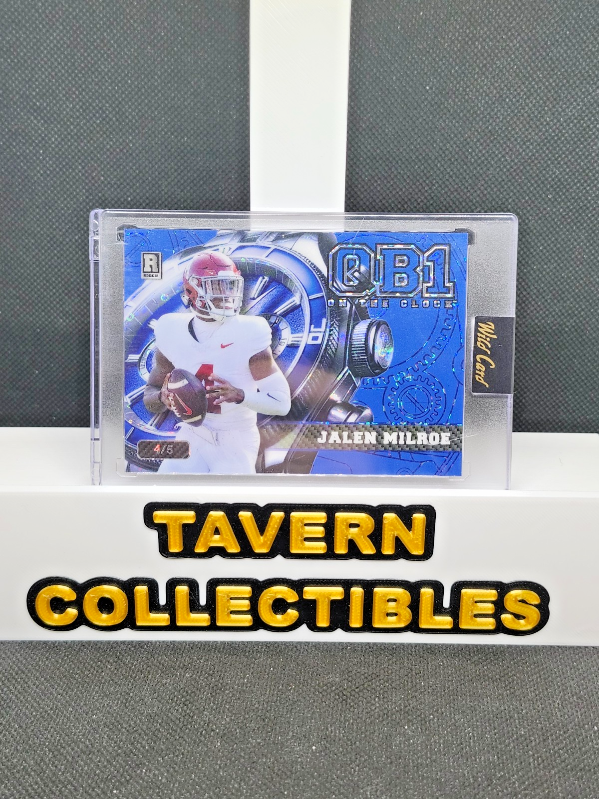 2024 Wild Card QB1 on the Clock Jalen Milroe Blue RC /5 #OCW-BL-JM3 Seahawks front