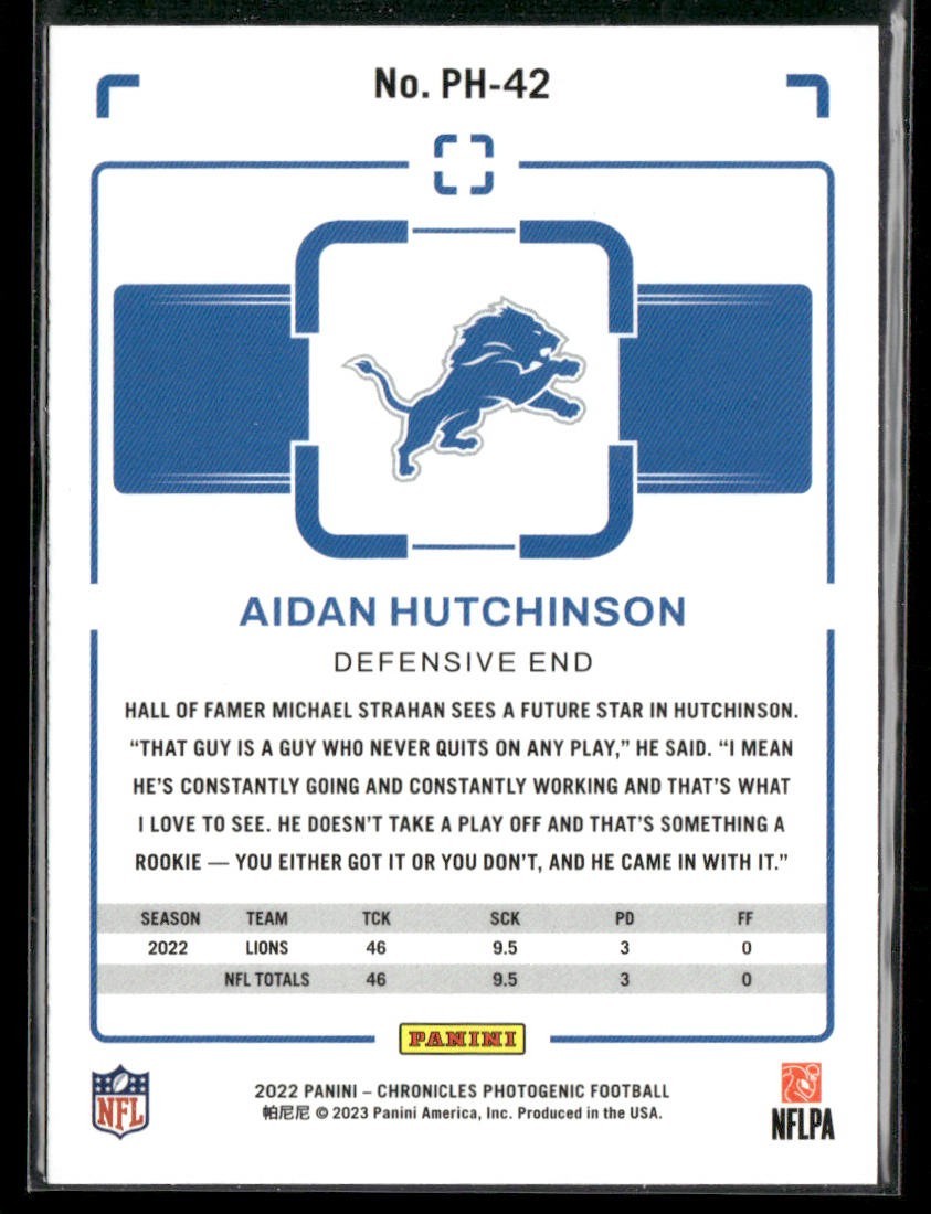 Aidan Hutchinson Player Lot Bundle 10 Different Football Cards AH002 Lions 6RC back