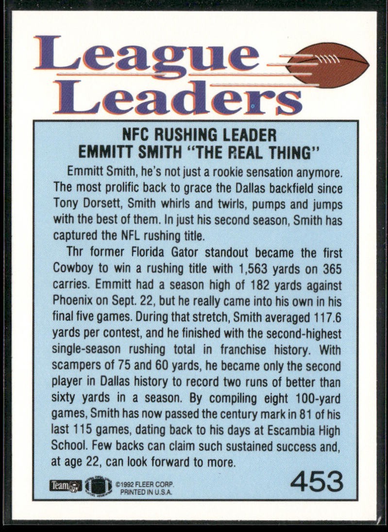 Emmitt Smith Player Lot Bundle 10 Different Football Cards ES001 Cowboys 1 RC back