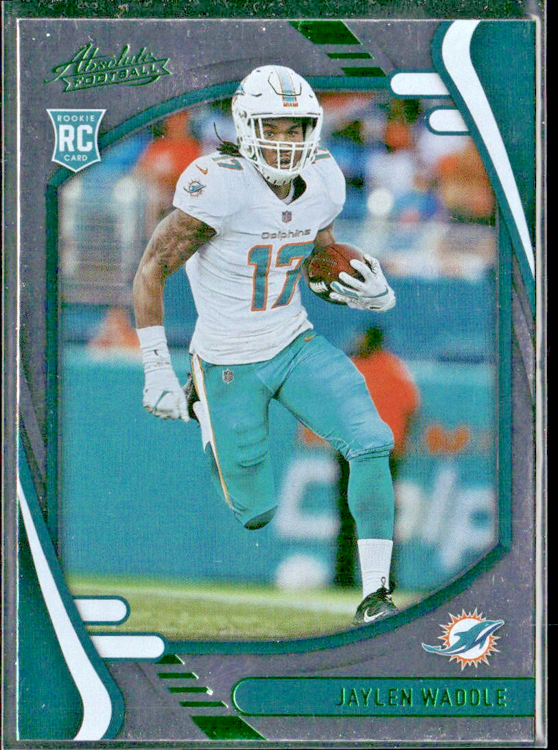 Jaylen Waddle Player Lot Bundle 10 Different Football Cards JW002 Dolphins 1 RC front
