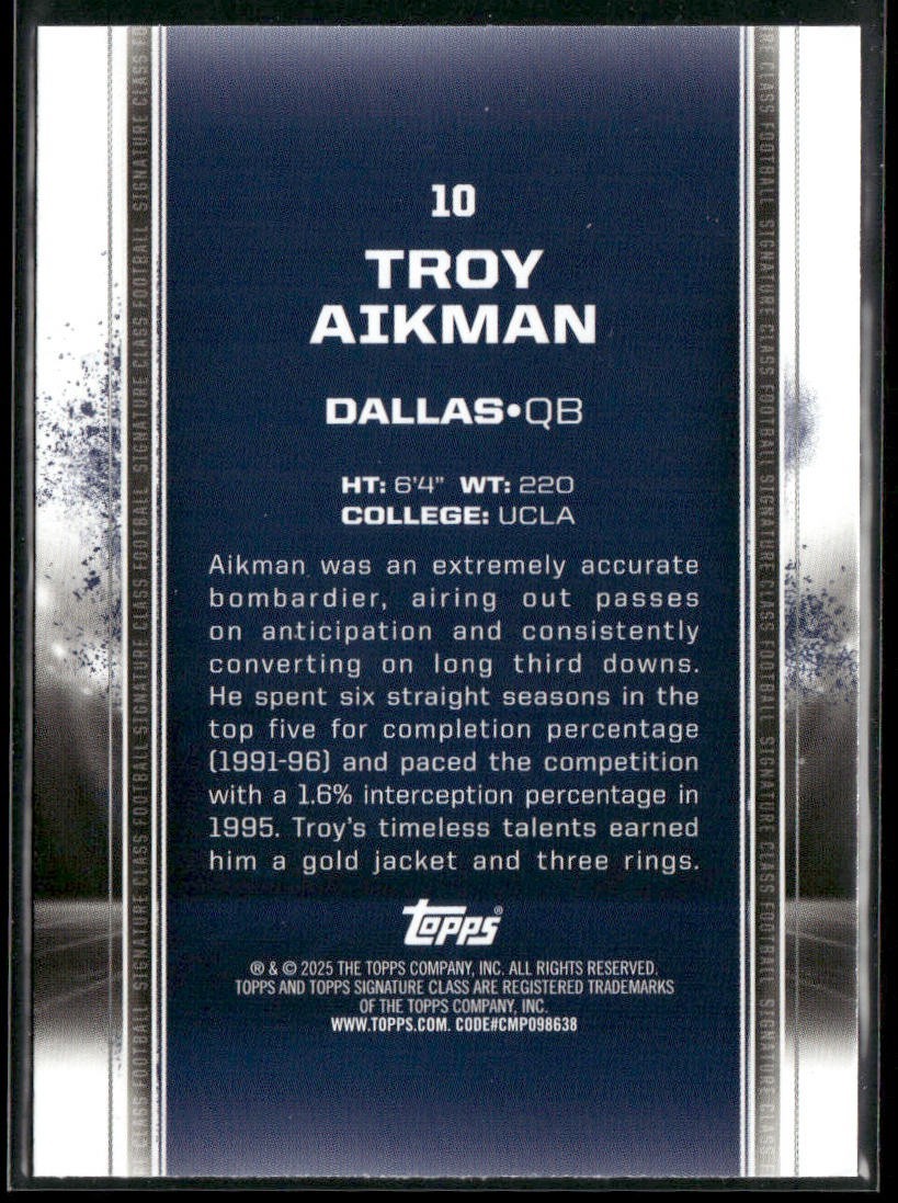 Troy Aikman Player Lot Bundle 10 Different Football Cards TA007 Cowboys back