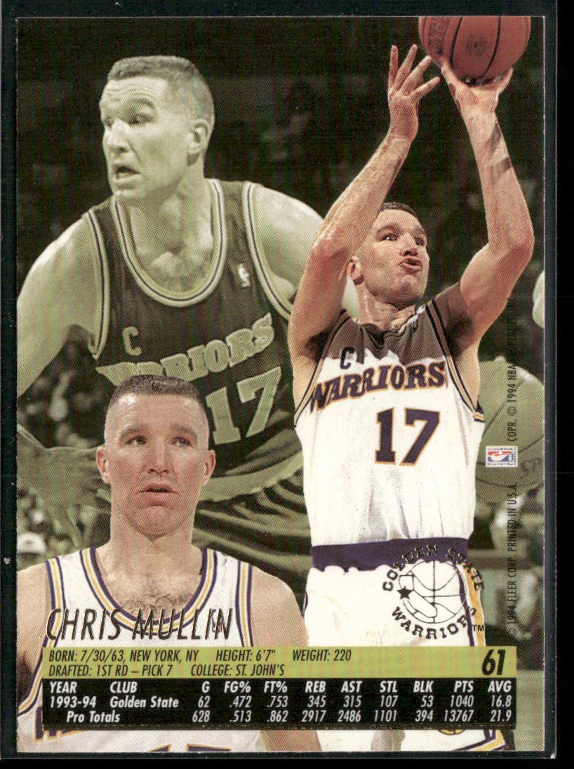 Chris Mullin Player Lot Bundle 10 Basketball Cards CM002 Warriors back