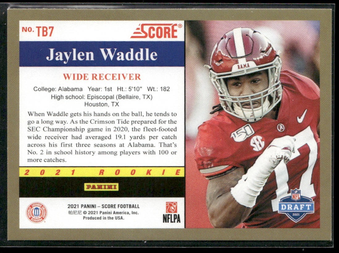 Jaylen Waddle Player Lot Bundle 10 Different Football Cards JW001 Dolphins 4 RC back