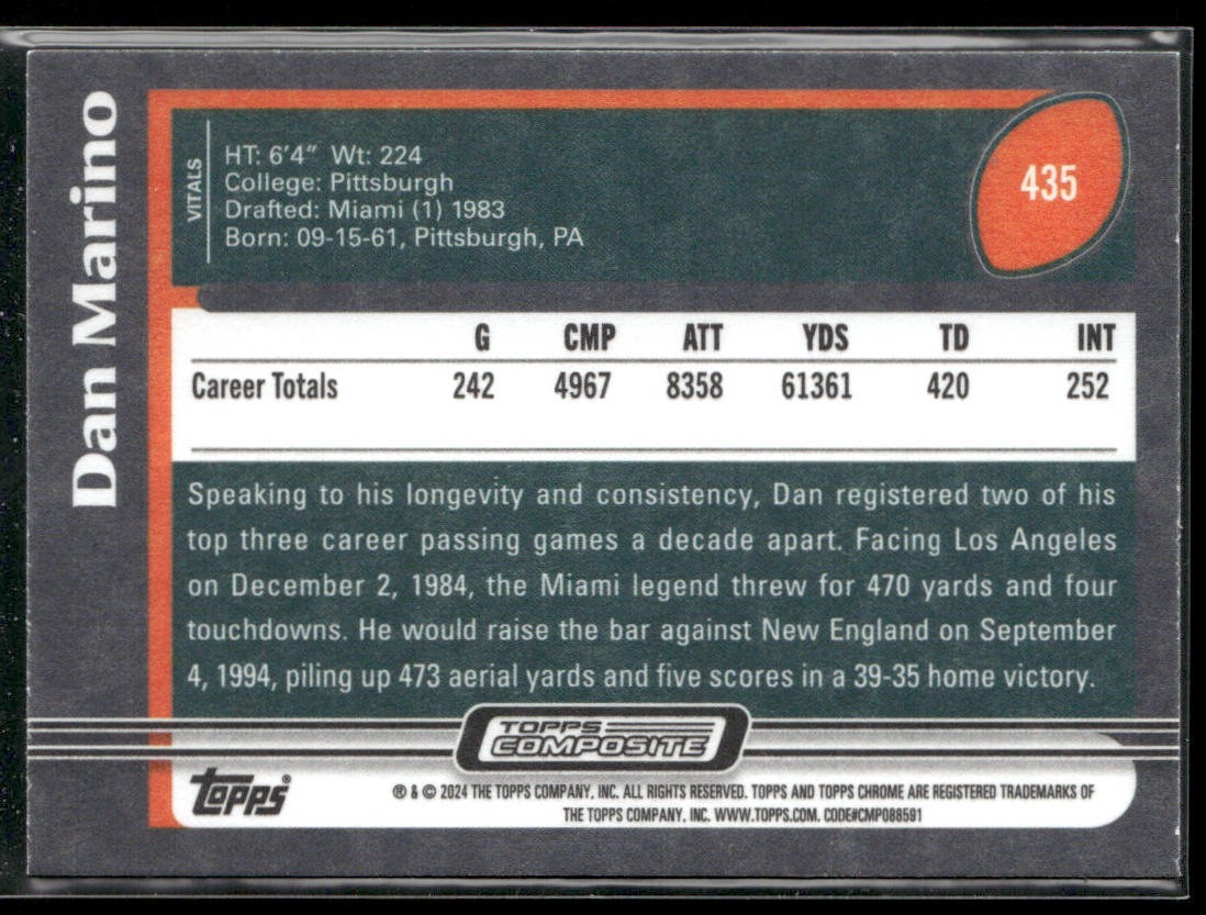 Dan Marino Player Lot Bundle 10 Different Football Cards DM008 Dolphins back