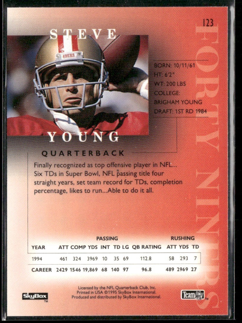 Steve Young Player Lot Bundle 10 Different Football Cards SY002 49ers back
