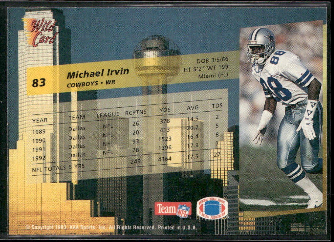 Michael Irvin Player Lot Bundle 10 Different Football Cards MI007 Cowboys back