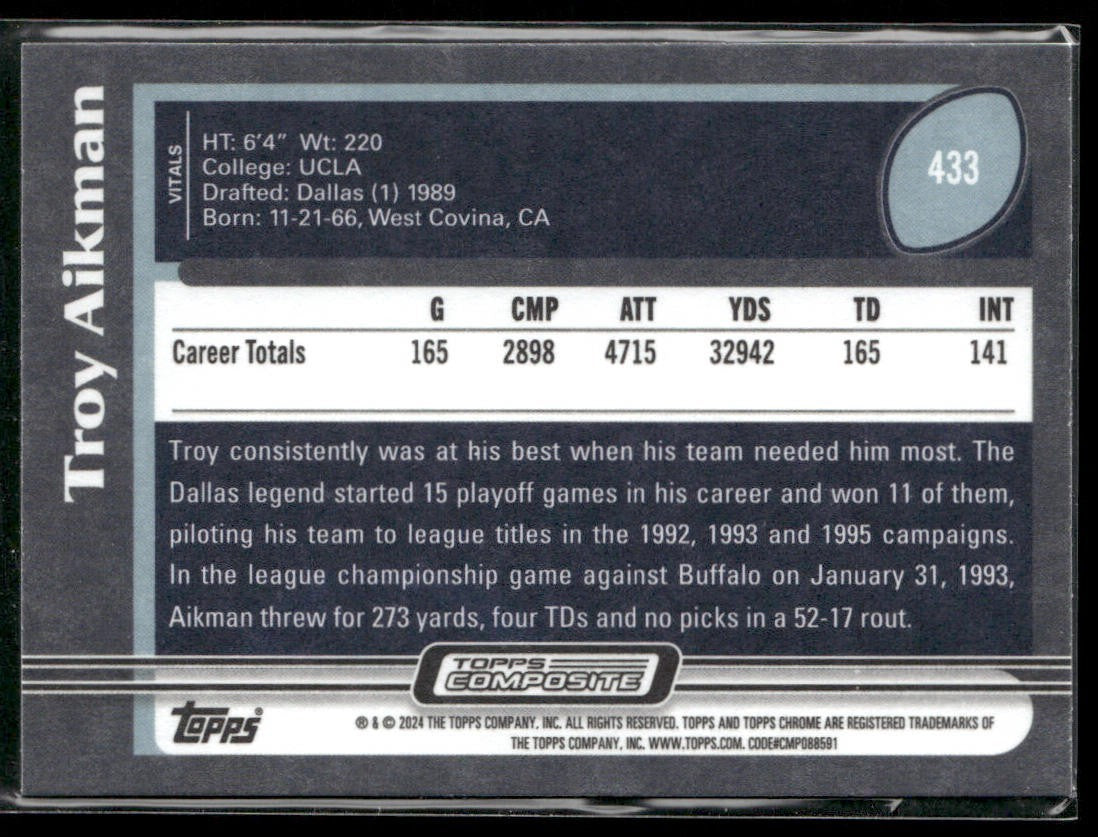 Troy Aikman Player Lot Bundle 10 Different Football Cards TA002 Cowboys back