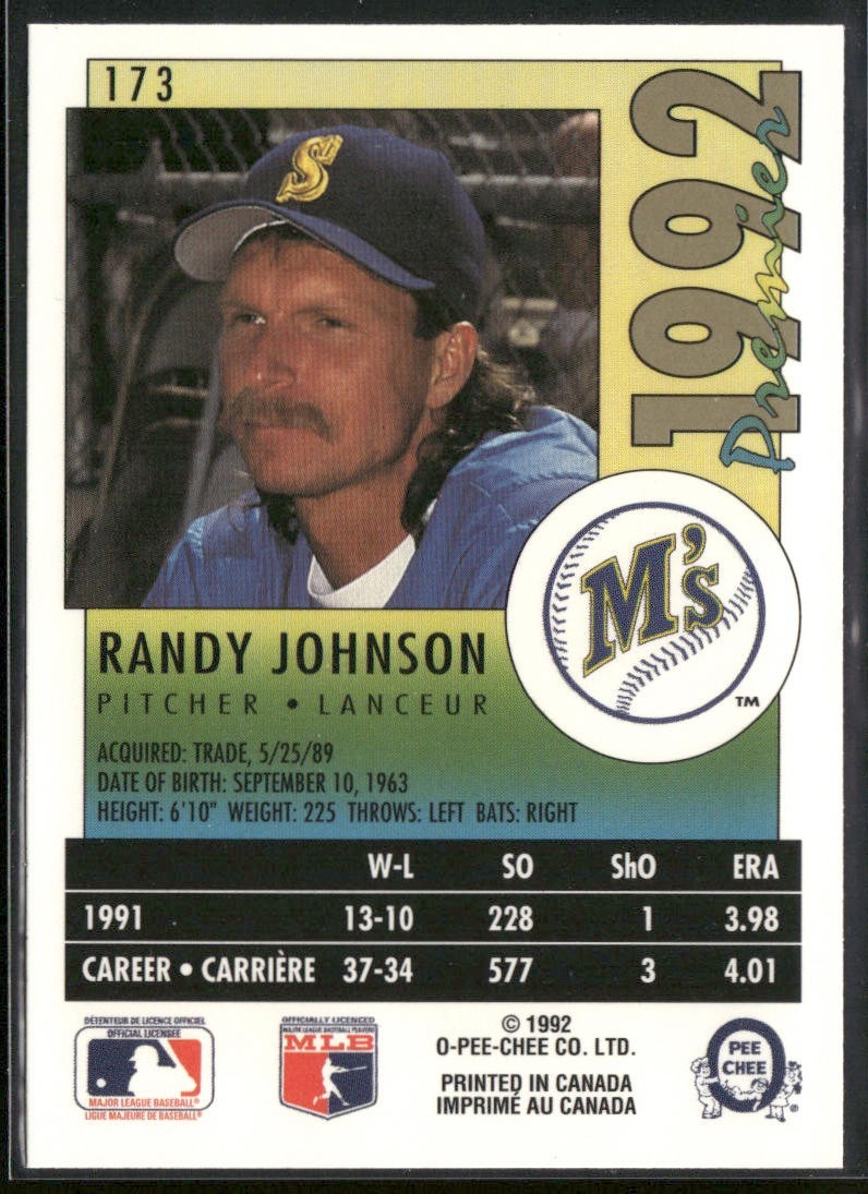 Randy Johnson Lot Bundle 10 Different Baseball Cards RJ001 Mariners back