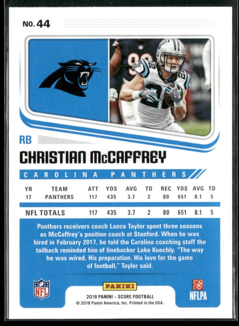 Christian McCaffrey Player Lot Bundle 10 Different Football Cards CM001 back