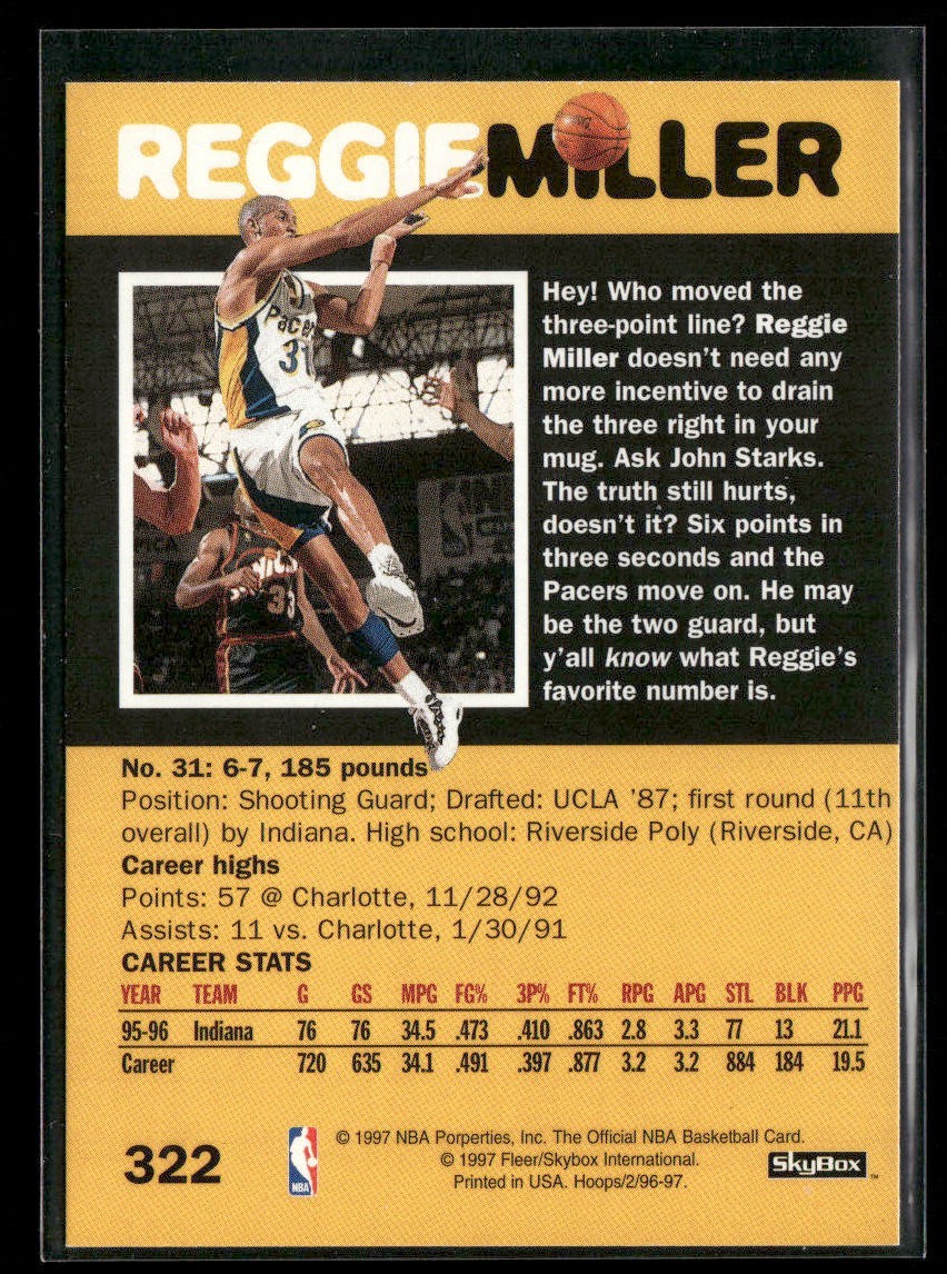 Reggie Miller Player Lot Bundle 10 Basketball Cards RM001 Pacers back