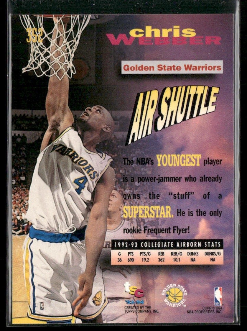 Chris Webber Player Lot Bundle 10 Basketball Cards CW004 Warriors 2 RC back