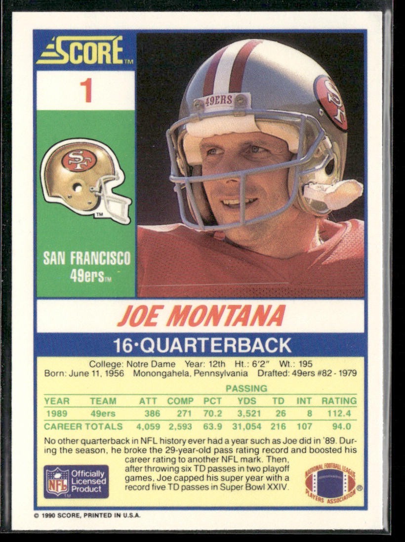 Joe Montana Player Lot Bundle 10 Different Football Cards JM003 49ers Chiefs back