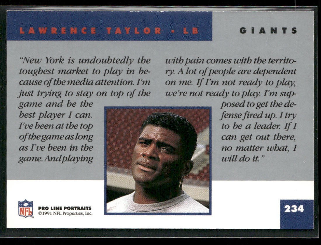 Lawrence Taylor Player Lot Bundle 10 Different Football Cards LT003 Giants back