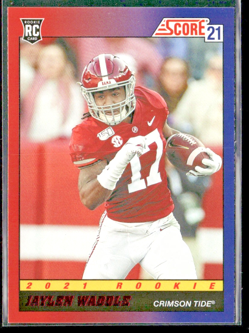 Jaylen Waddle Player Lot Bundle 10 Different Football Cards JW001 Dolphins 4 RC front