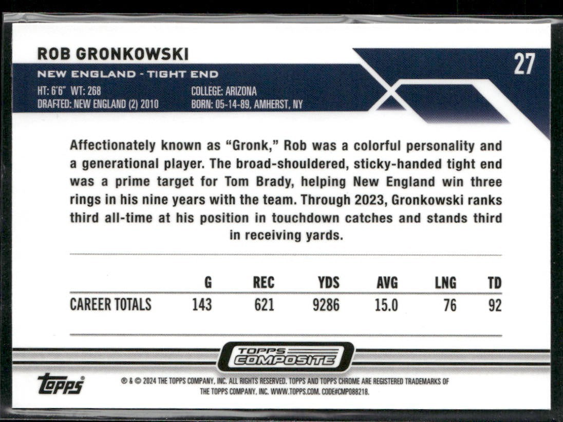Rob Gronkowski Player Lot Bundle 10 Different Football Cards RG001 Patriots back