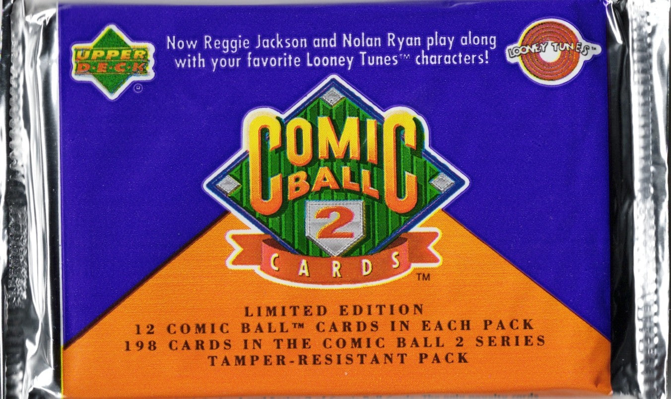 1991 Upper Deck Comic Ball 2 Cards Sealed Pack | Nolan Ryan & Reggie Jackson front
