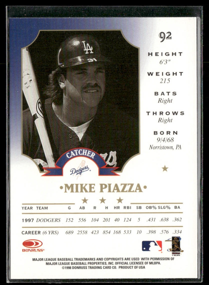 Mike Piazza Player Lot Bundle 10 Different Baseball Cards MP001 Dodgers Mets back