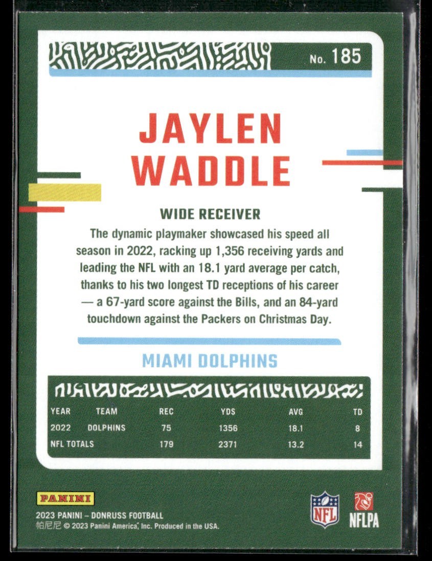 Jaylen Waddle Player Lot Bundle 10 Different Football Cards JW003 Dolphins 2 RC back