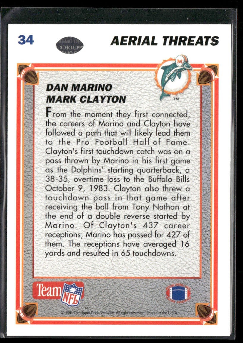 Dan Marino Player Lot Bundle 10 Different Football Cards DM006 Dolphins back