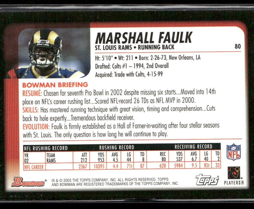 Marshall Faulk Player Lot Bundle 10 Different Football Cards MF004 Colts Rams back