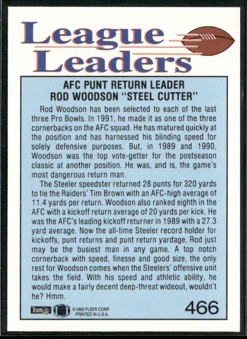 Rod Woodson Player Lot Bundle 10 Different Football Cards RW004 Steelers back