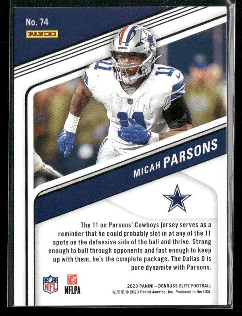 Micah Parsons Player Lot Bundle 10 Different Football Cards MP001 Cowboys back