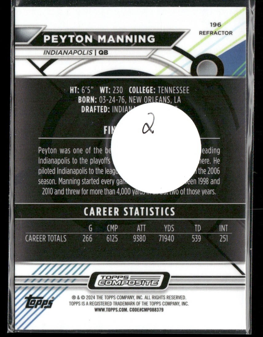 Peyton Manning Player Lot Bundle 10 Different Football Cards PM002 Colts back