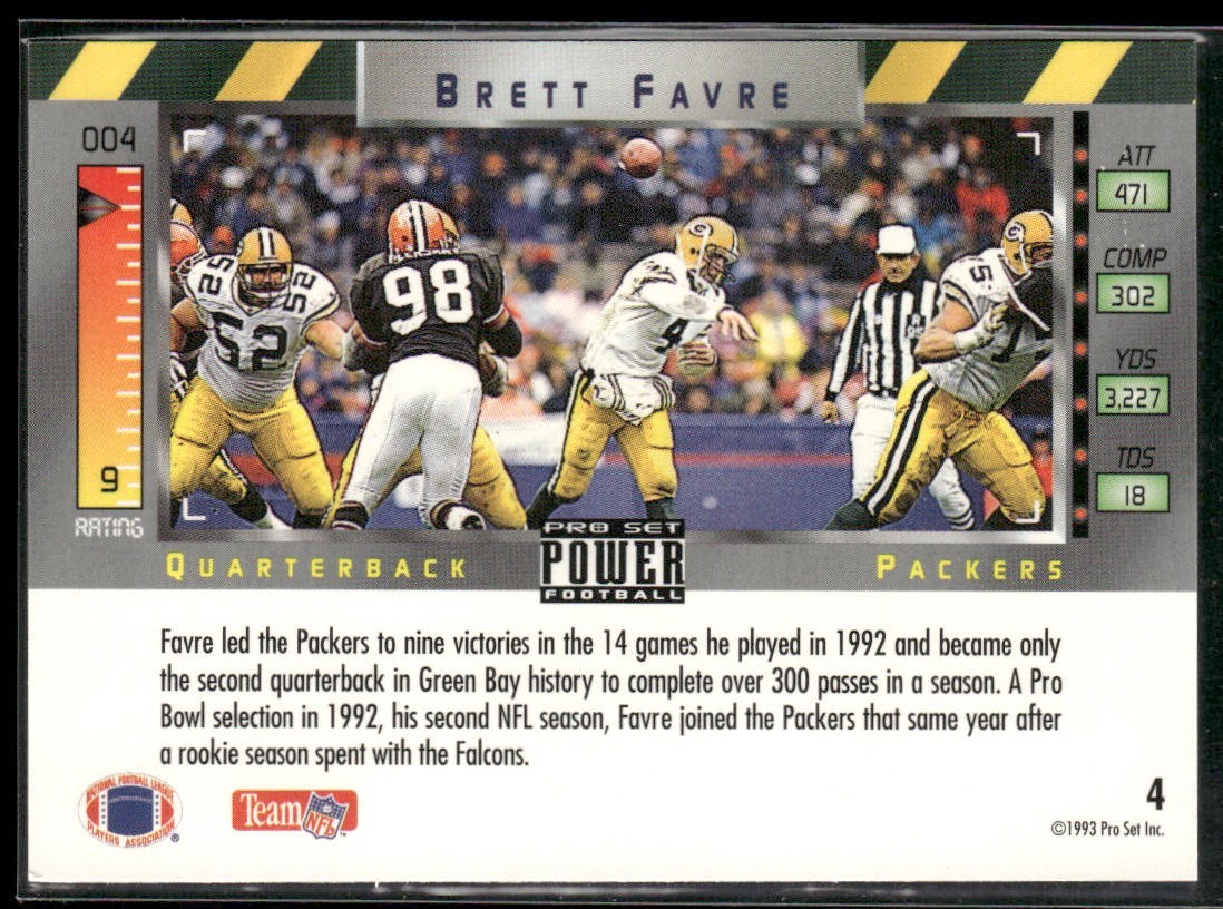 Brett Favre Player Lot Bundle 10 Different Football Cards BF002 Packers back