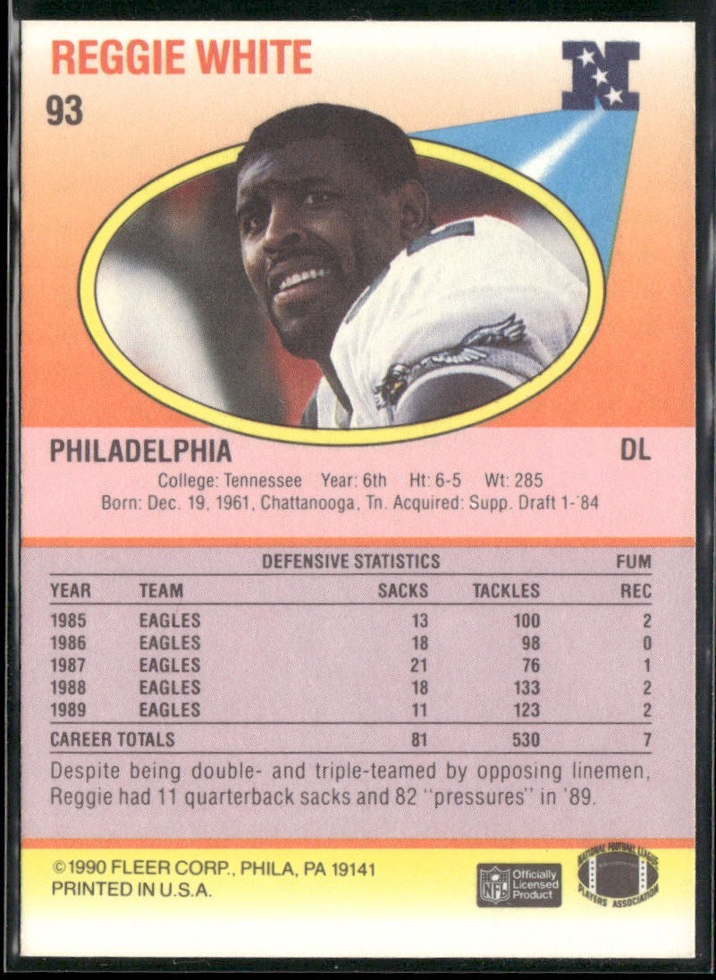 Reggie White Player Lot Bundle 10 Different Football Cards RW005 Eagles Packers back