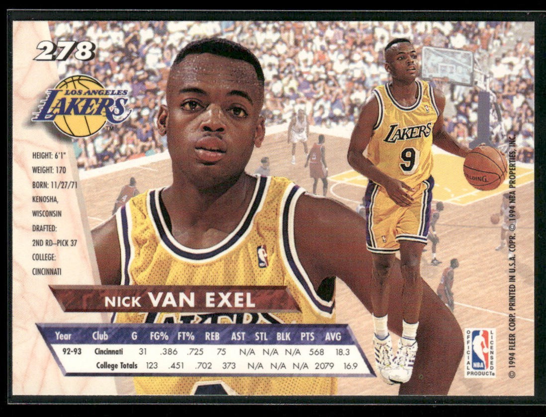Nick Van Exel Player Lot Bundle 10 Basketball Cards NVE002 Lakers 2 RC's back