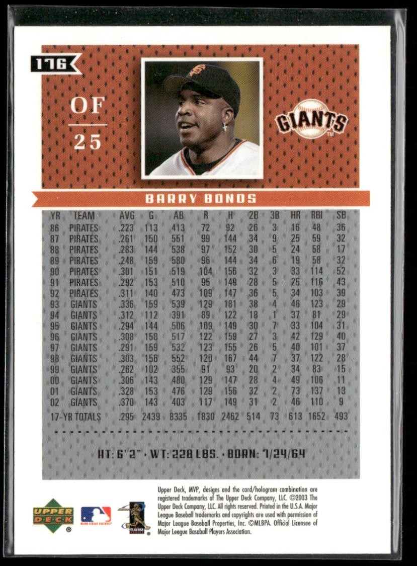 Barry Bonds Player Lot Bundle 10 Different Baseball Cards BB003 Giants Pirates back