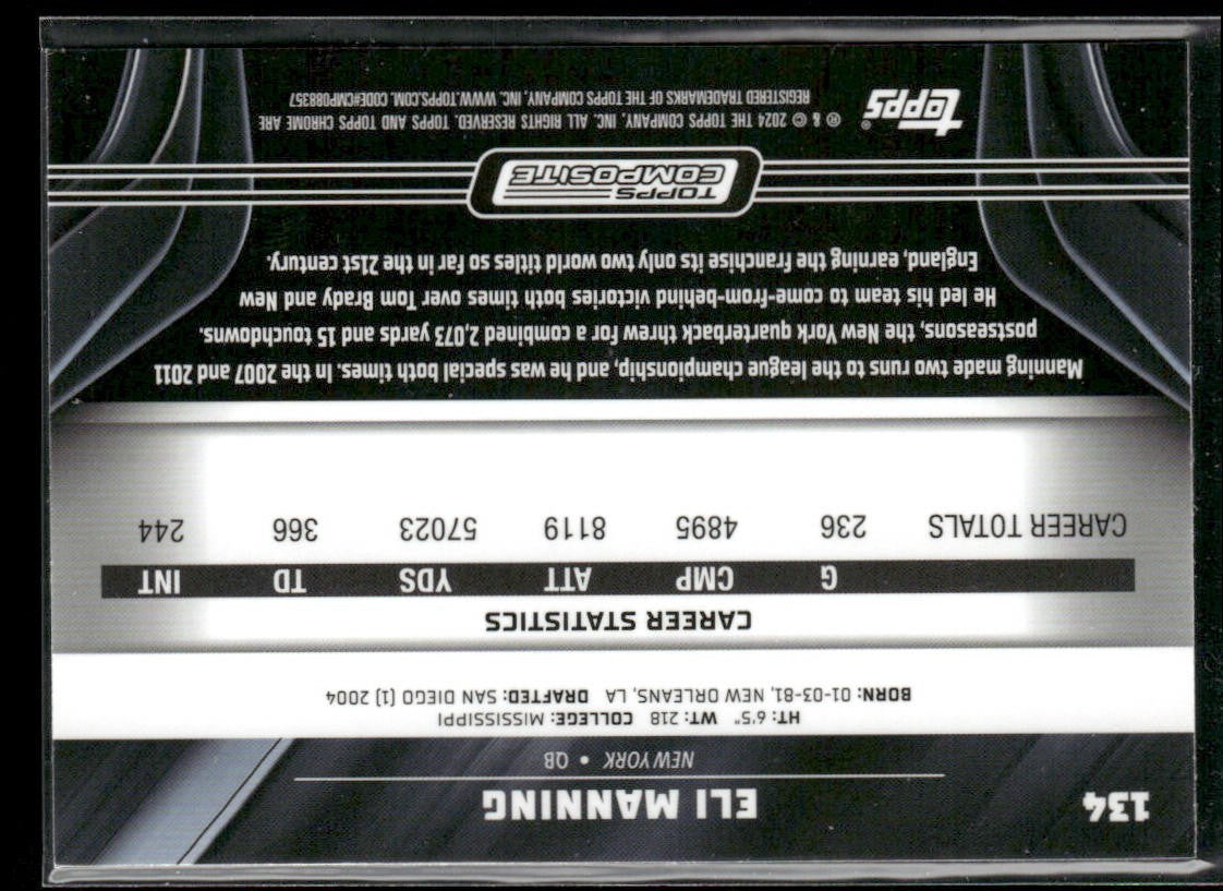 Eli Manning Player Lot Bundle 10 Football Cards EM001 Giants back