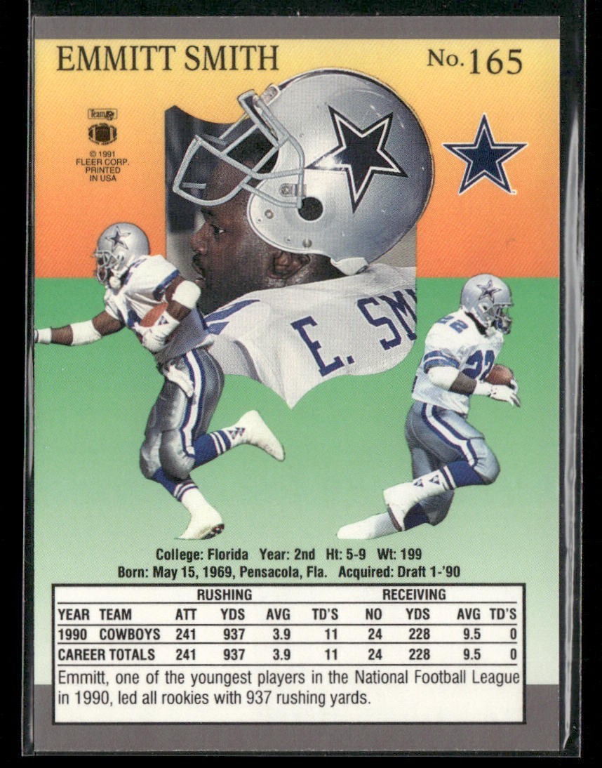 Emmitt Smith Player Lot Bundle 10 Different Football Cards ES007 Cowboys back