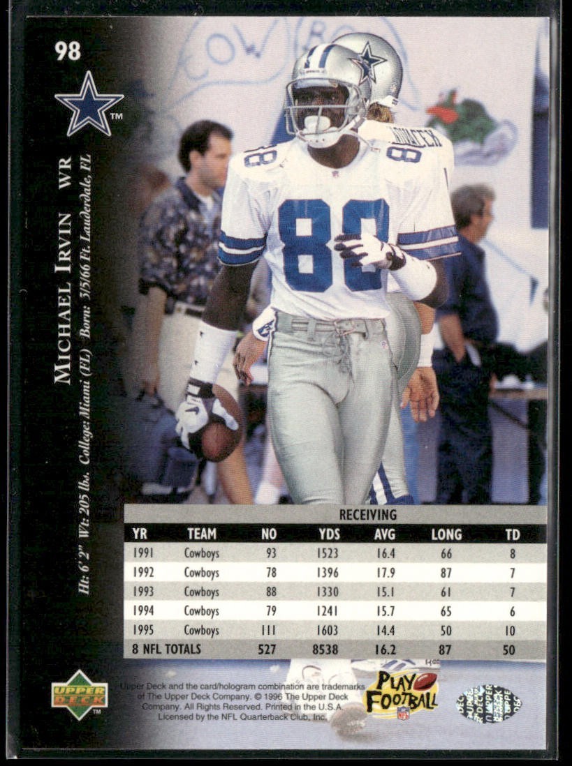 Michael Irvin Player Lot Bundle 10 Different Football Cards MI003 Cowboys back