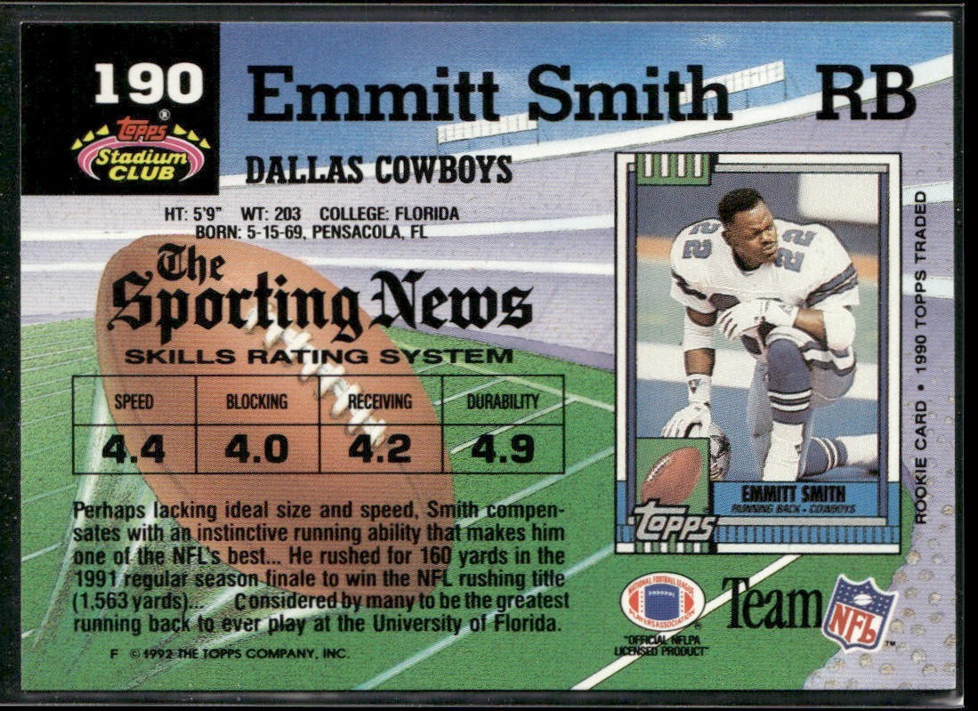 Emmitt Smith Player Lot Bundle 10 Different Football Cards ES004 Cowboys back