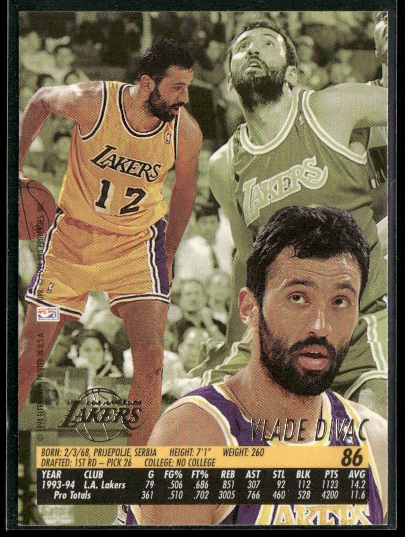 Vlade Divac Player Lot Bundle 10 Basketball Cards VD002 Lakers Hornets back