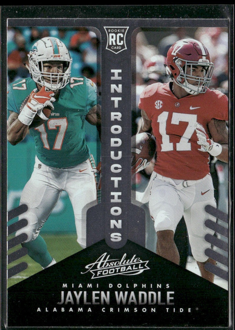 Jaylen Waddle Player Lot Bundle 10 Different Football Cards JW001 Dolphins 4 RC back
