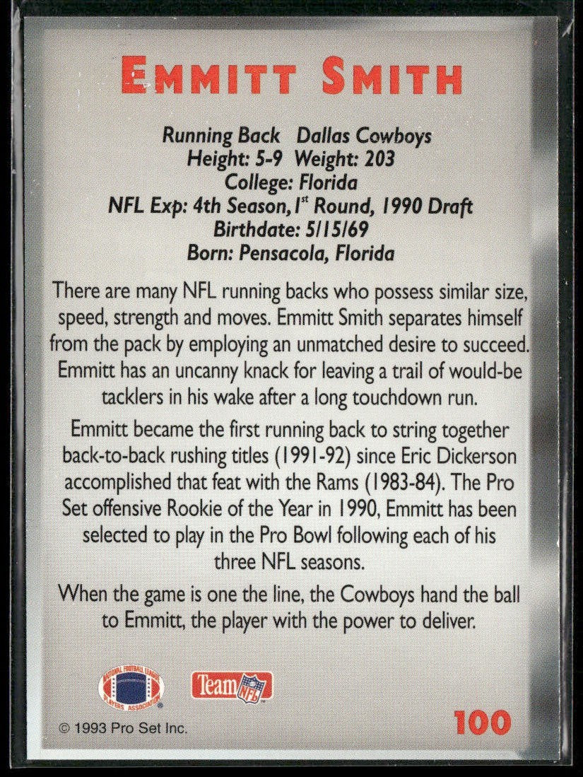 Emmitt Smith Player Lot Bundle 10 Different Football Cards ES007 Cowboys back