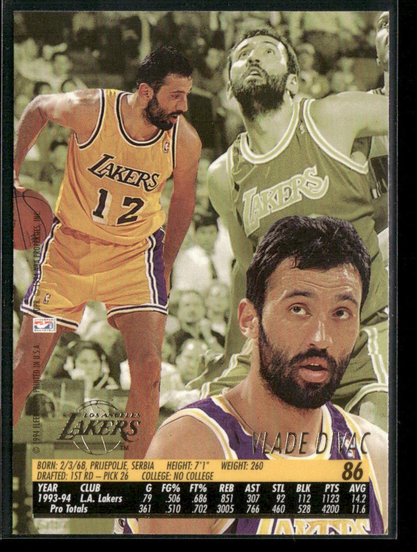 Vlade Divac Player Lot Bundle 10 Basketball Cards VD003 Lakers Hornets back