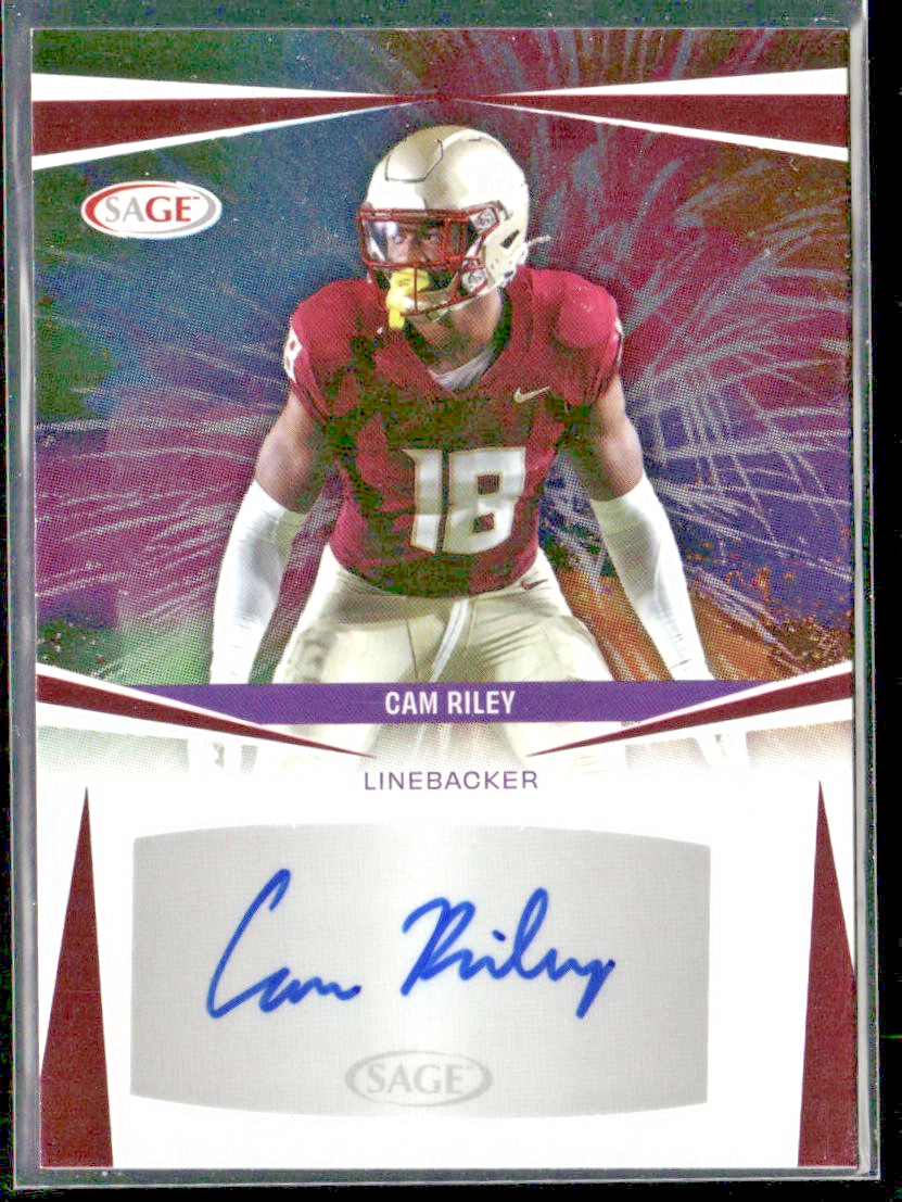 2025 Sage High Series Cam Riley AUTO #A-CM2 Rookie Florida State | Patriots front